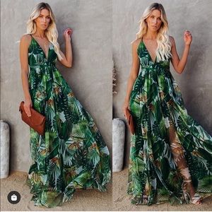 Yuca Palm Print Maxi Dress